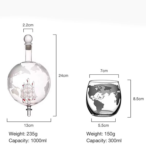 Коллекционный набор «Инструмент мира» бутылка-глобус и бокалы (4)